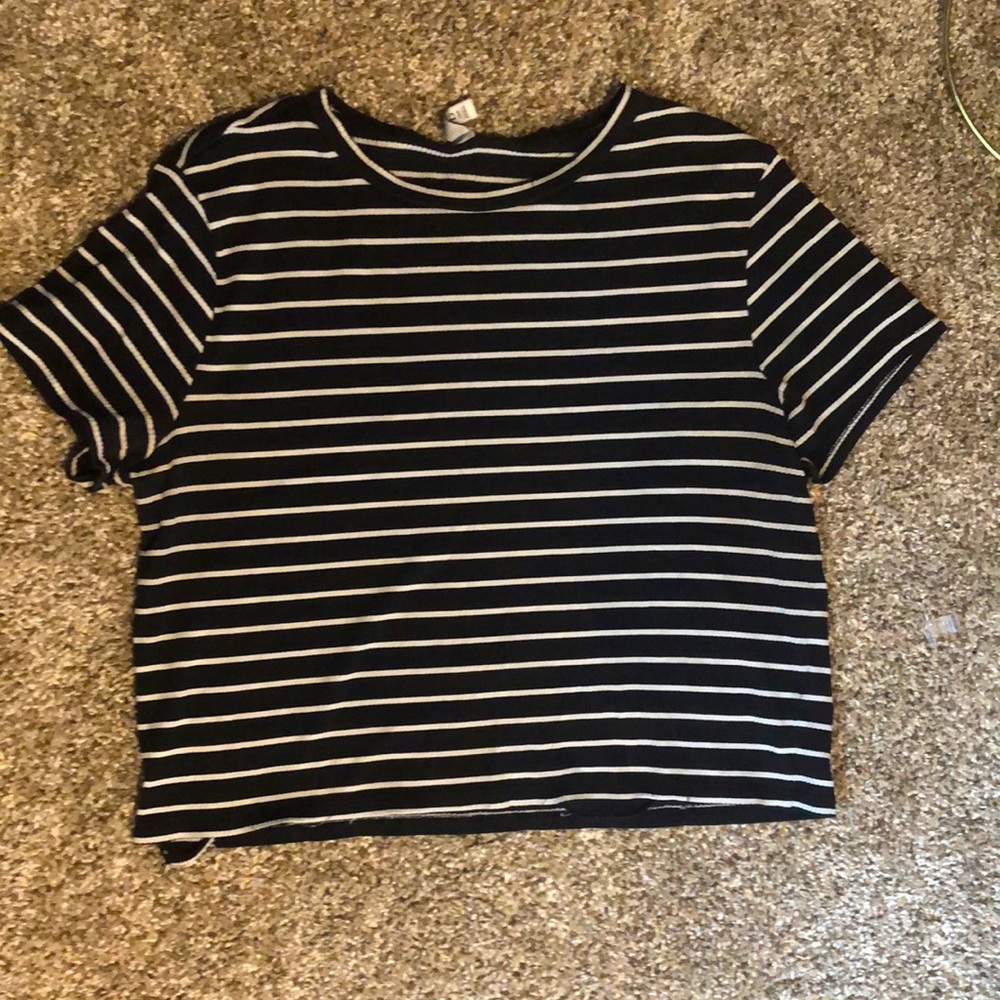 H&M Black and White Stripe Top